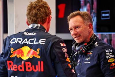 Christian Horner (GBR) Red Bull Racing Team Principal with Max Verstappen (NLD) Red Bull Racing. Formula 1 World