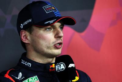 Max Verstappen (NLD) Red Bull Racing in the post qualifying FIA Press Conference. Formula 1 World Championship, Rd 2,