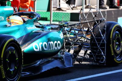 Fernando Alonso (ESP) Aston Martin F1 Team AMR24 with sensor equipment behind the front suspension. Formula 1 World