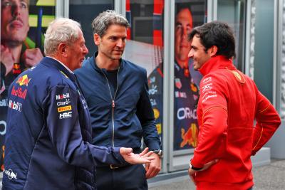 Dr Helmut Marko (AUT) Red Bull Motorsport Consultant (Left) with Carlos Sainz Jr (ESP) Ferrari (Right). Formula 1 World