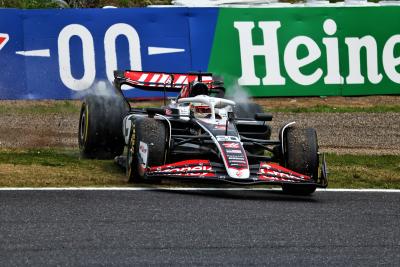 Kevin Magnussen (DEN) Haas VF-24 recovers from a spin. Formula 1 World Championship, Rd 4, Japanese Grand Prix, Suzuka,