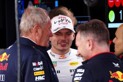 Max Verstappen (NLD) Red Bull Racing with Dr Helmut Marko (AUT) Red Bull Motorsport Consultant and Christian Horner (GBR)