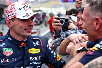 Race winner Max Verstappen (NLD) Red Bull Racing with Christian Horner (GBR) Red Bull Racing Team Principal in parc ferme.