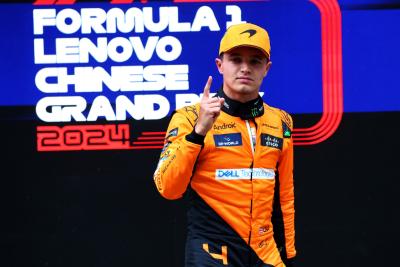 Lando Norris (GBR) McLaren celebrates pole position in Sprint qualifying parc ferme. Formula 1 World Championship, Rd 5,
