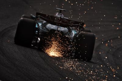 George Russell (GBR) Mercedes AMG F1 W15 sends sparks flying. Formula 1 World Championship, Rd 5, Chinese Grand Prix,