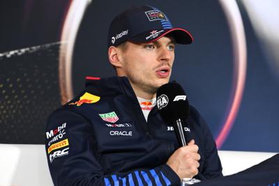 Max Verstappen (NLD) Red Bull Racing in the post race FIA Press Conference. Formula 1 World Championship, Rd 5, Chinese