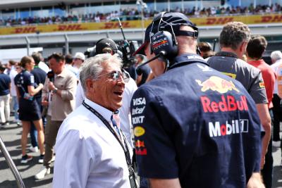 (L to R): Mario Andretti (USA) with Adrian Newey (GBR) Red Bull Racing Chief Technical Officer on the grid. Formula 1
