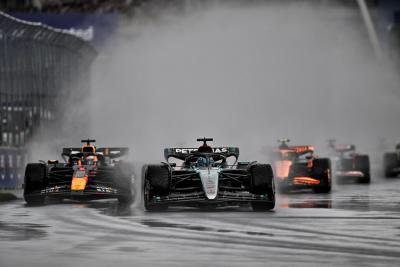 George Russell (GBR) Mercedes AMG F1 W15 leads at the start of the race. Formula 1 World Championship, Rd 9, Canadian