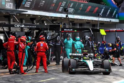 Lewis Hamilton (GBR) Mercedes AMG F1 W15 makes a pit stop. Formula 1 World Championship, Rd 10, Spanish Grand Prix,