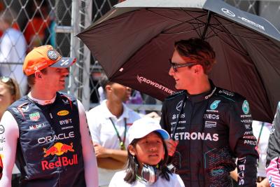 (L to R): Max Verstappen (NLD) Red Bull Racing with George Russell (GBR) Mercedes AMG F1 on the grid. Formula 1 World
