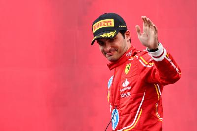 Carlos Sainz Jr (ESP) Ferrari celebrates his third position on the podium. Formula 1 World Championship, Rd 11, Austrian