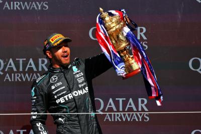Race winner Lewis Hamilton (GBR) Mercedes AMG F1 celebrates on the podium. Formula 1 World Championship, Rd 12, British