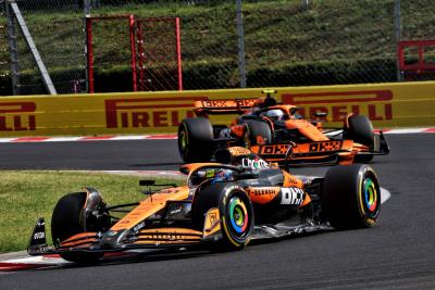 Oscar Piastri (AUS) McLaren MCL38 leads team mate Lando Norris (GBR) McLaren MCL38. Formula 1 World Championship, Rd 13,