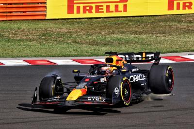 Max Verstappen (NLD) Red Bull Racing RB20 after colliding with Lewis Hamilton (GBR) Mercedes AMG F1 W15. Formula 1 World