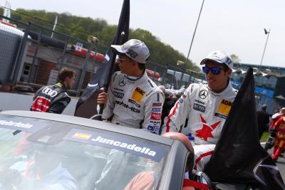 Pascal Wehrlein (GER) Mercedes AMG DTM Mercedes AMG C Coupe and Daniel Juncadella (ESP) stern Merced