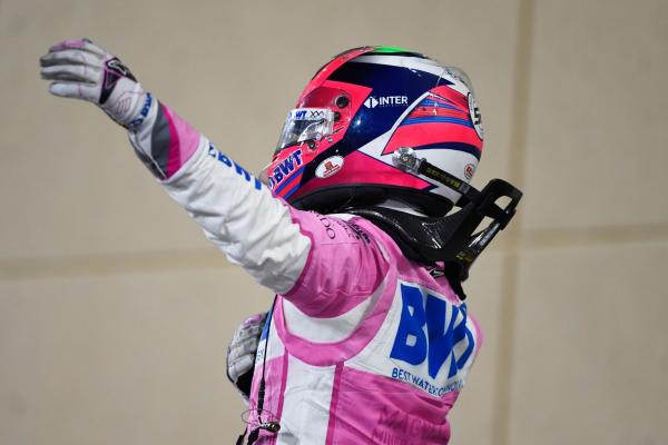 Race winner Sergio Perez (MEX) Racing Point F1 Team celebrates in parc