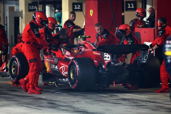 Carlos Sainz Jr (ESP) Ferrari SF-23 in the pits. Formula 1 World Championship, Rd 23, Abu Dhabi Grand Prix, Yas Marina