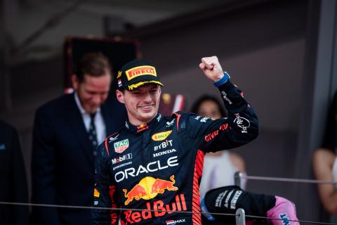 Race winner Max Verstappen (NLD) Red Bull Racing celebrates on the podium. Formula 1 World Championship, Rd 7, Monaco
