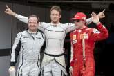 Rubens Barrichello (BRA) Brawn BGP001, Jenson Button (GBR) Brawn BGP001, Kimi Raikkonen (FIN) Ferrar