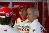 Cristiano da Matta and Olivier Panis talk with Toyota`s vice president