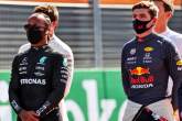 (L to R): Lewis Hamilton (GBR) Mercedes AMG F1 with Max Verstappen (NLD) Red Bull Racing on the grid.