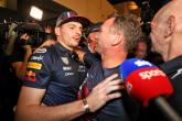 Racewinnaar en wereldkampioen Max Verstappen (NLD) Red Bull Racing viert feest met Christian Horner (GBR) Red Bull Racing Team Principal.