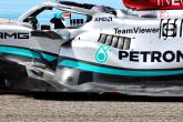 Lewis Hamilton (GBR) Mercedes AMG F1 W13 - detail van de sidepod.