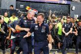 Red Bull Racing celebrate victory for Max Verstappen (NLD) Red Bull Racing - Christian Horner (GBR) Red Bull Racing Team Principal and Jonathan Wheatley (GBR) Red Bull Racing Team Manager.