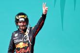 Race winner Max Verstappen (NLD) Red Bull Racing celebrates on the podium. Formula 1 World Championship, Rd 5, Miami Grand