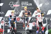 Pedro Acosta, Joe Roberts, Ai Ogura podium, Moto2 race, Italian MotoGP, 29 May