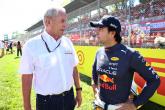 Dr Helmut Marko (AUT) Red Bull Motorsport Consultant with Sergio Perez (MEX) Red Bull Racing RB18. Formula 1 World