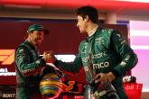 (I a D): Fernando Alonso (ESP) Aston Martin F1 Team celebra su tercera posición con su compañero Lance Stroll (CDN) Aston