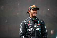 Race winner and World Champion Lewis Hamilton (GBR) Mercedes AMG F1 on the podium.
