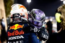 Race winner Lewis Hamilton (GBR) Mercedes AMG F1 celebrates with second placed Max Verstappen (NLD) Red Bull Racing in parc ferme.