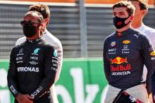 (L to R): Lewis Hamilton (GBR) Mercedes AMG F1 with Max Verstappen (NLD) Red Bull Racing on the grid.