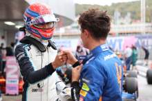 George Russell (GBR) Williams Racing FW43B and Lando Norris (GBR) McLaren MCL35M.