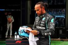 Fastest in qualifying Lewis Hamilton (GBR) Mercedes AMG F1 in parc ferme.