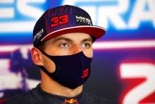 Max Verstappen (NLD) Red Bull Racing in the post race FIA Press Conference.