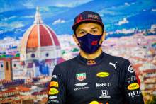 Alexander Albon (THA) Red Bull Racing in the post race FIA Press Conference.