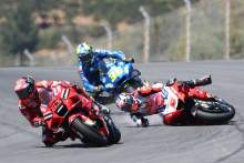 Johann Zarco crashed behind Francesco Bagnaia MotoGP race, Portuguese MotoGP. 18 April 2021