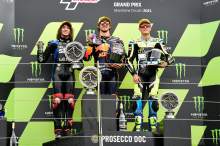 Marco Bezzecchi, Remy Gardner, Jorge Navarro, Moto2 race, British MotoGP 29 August 2021