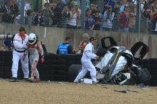 McNish escapes horror Le Mans shunt
