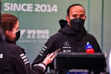 Lewis Hamilton (GBR) Mercedes AMG F1 with the
