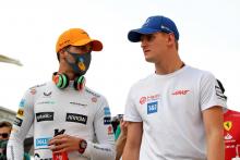 (L to R): Daniel Ricciardo (AUS) McLaren and Mick Schumacher (GER) Haas F1