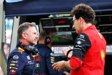 (L to R): Christian Horner (GBR) Red Bull Racing Team Principal with Mattia Binotto (ITA) Ferrari Team Principal. Formula