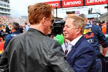(L to R): Damian Lewis (GBR) Actor with Martin Brundle (GBR) Sky Sports Commentator on the grid. Formula 1 World