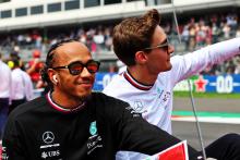 (L to R): Lewis Hamilton (GBR) Mercedes AMG F1 and George Russell (GBR) Mercedes AMG F1 on the drivers parade. Formula 1