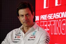 Toto Wolff (GER) Mercedes AMG F1 Shareholder and Executive Director in the FIA Press Conference. Formula 1 Testing,
