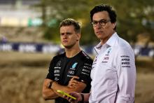 (L to R): Mick Schumacher (GER) Mercedes AMG F1 Reserve Driver with Toto Wolff (GER) Mercedes AMG F1 Shareholder and