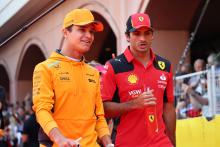 (L to R): Lando Norris (GBR) McLaren and Carlos Sainz Jr (ESP) Ferrari on the drivers' parade. Formula 1 World